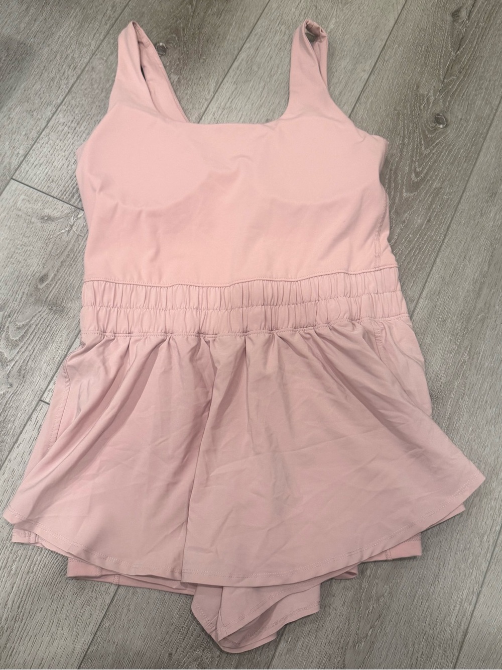Women’s Soft Pink One-Piece Romper with Skirted Overlay